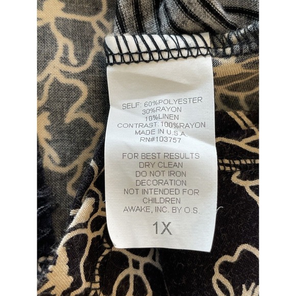 Awake By OS Sleeveless Top Size‎ 1X Double Sided Floral Black Stripes Colorful - Picture 8 of 8
